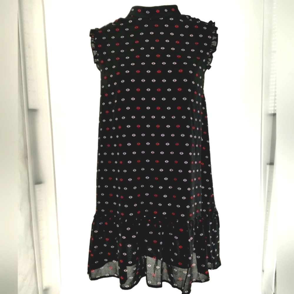 Veda Black Geometric Sleeveless Shift Dress